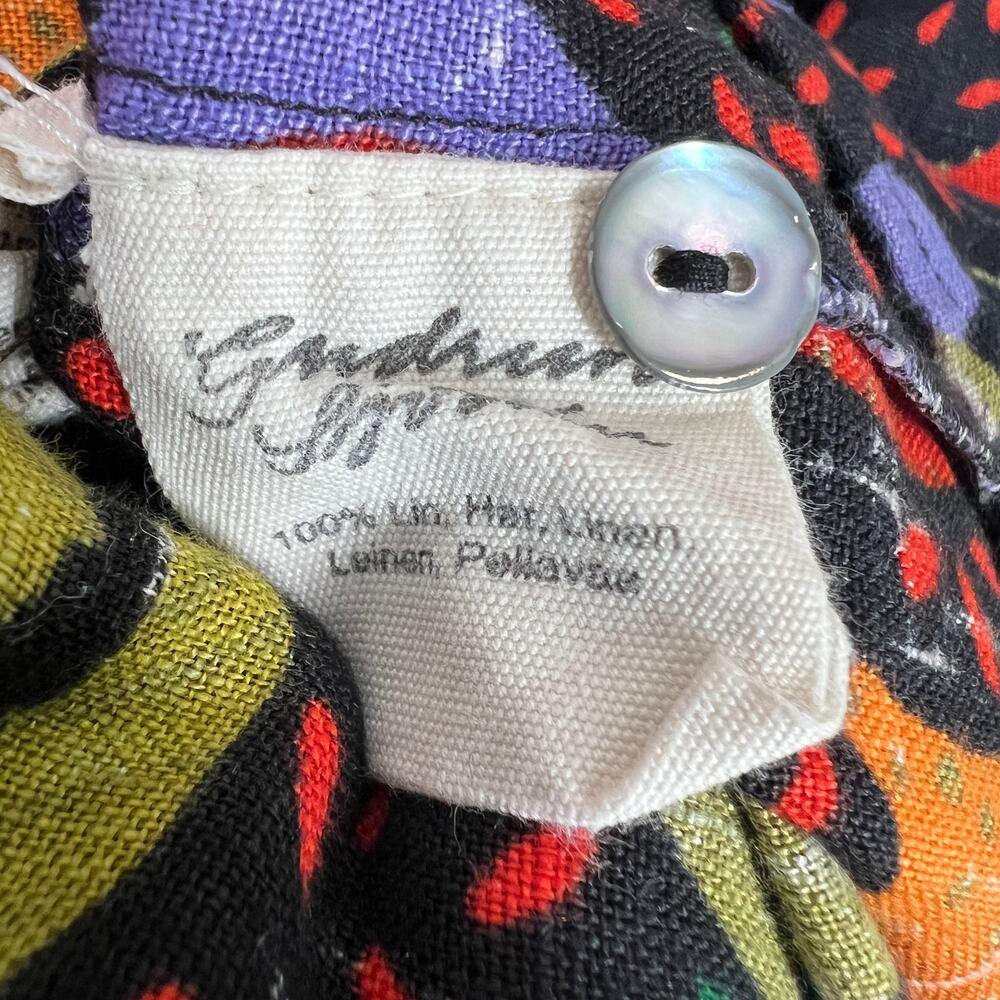 Gudrun Sjoden Dress Women's Sz S Linen Black Orange Fruit Lagenlook Cottagecore - Picture 9 of 10